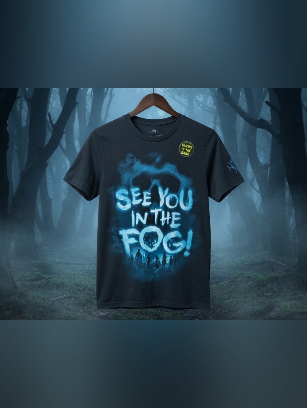 Glow-in-the-Dark Woman's 'See You in the Fog' Graphic Tee - Black/Blue
